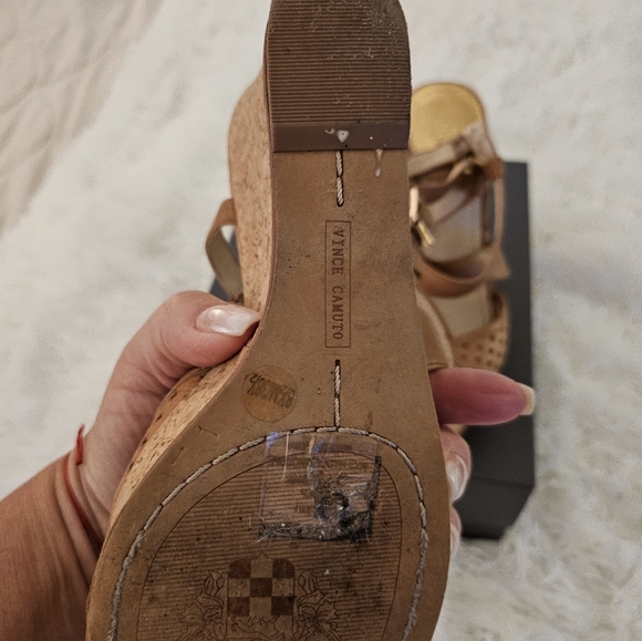 Vince Camuto High Heeled Cork Sandals - Picture 2 of 8